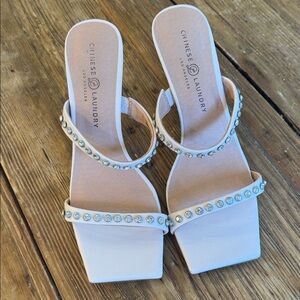 Chinese Laundry White Rhinestone Heels NWOT